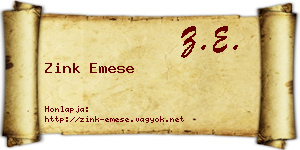 Zink Emese névjegykártya